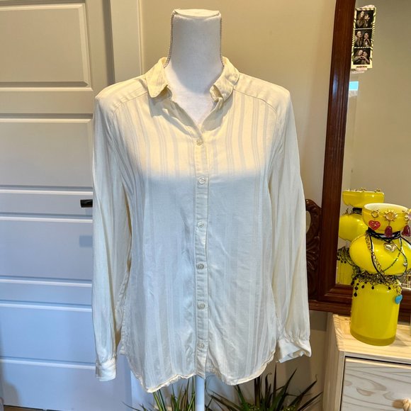 rouje barnabe white silk striped button down blouse - Picture 4 of 4